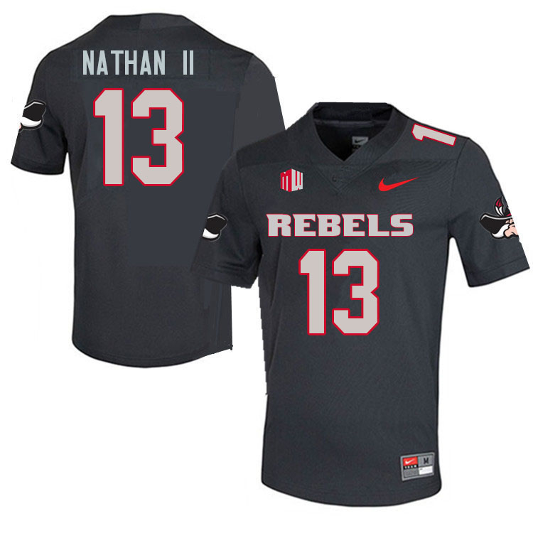 Men #13 Deamikkio Nathan II UNLV Rebels College Football Jerseys Sale-Charcoal - Click Image to Close